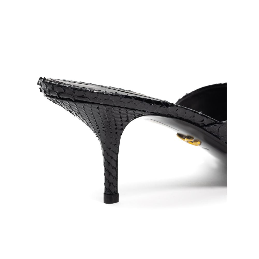 Black Snake Skin  Platform Sandals