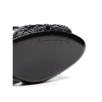 Black Snake Skin  Platform Sandals