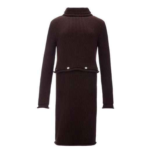 Brown Viscose Casual Dress