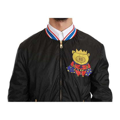 Black Polyester Bomber