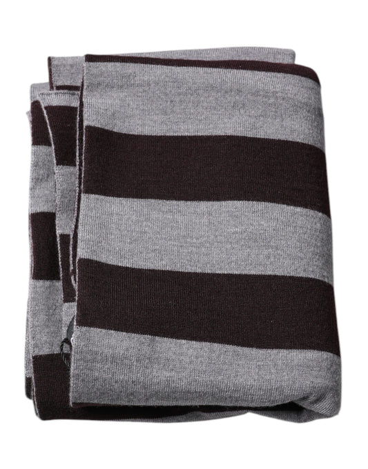 Black Gray Stripes Wool Neck Wrap Scarf