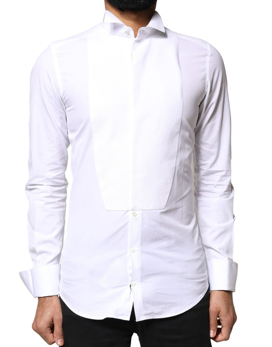 White GOLD Cotton Poplin Bib Formal Men Dress Shirt
