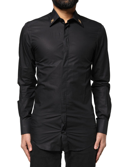 Black GOLD Cross Embellished Men Dress Shirt