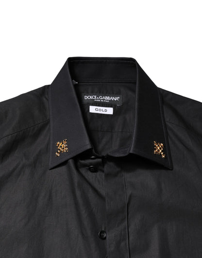 Black GOLD Cross Embellished Men Dress Shirt