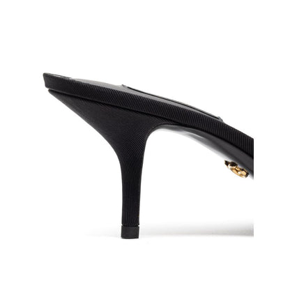 Black Cotton Mules