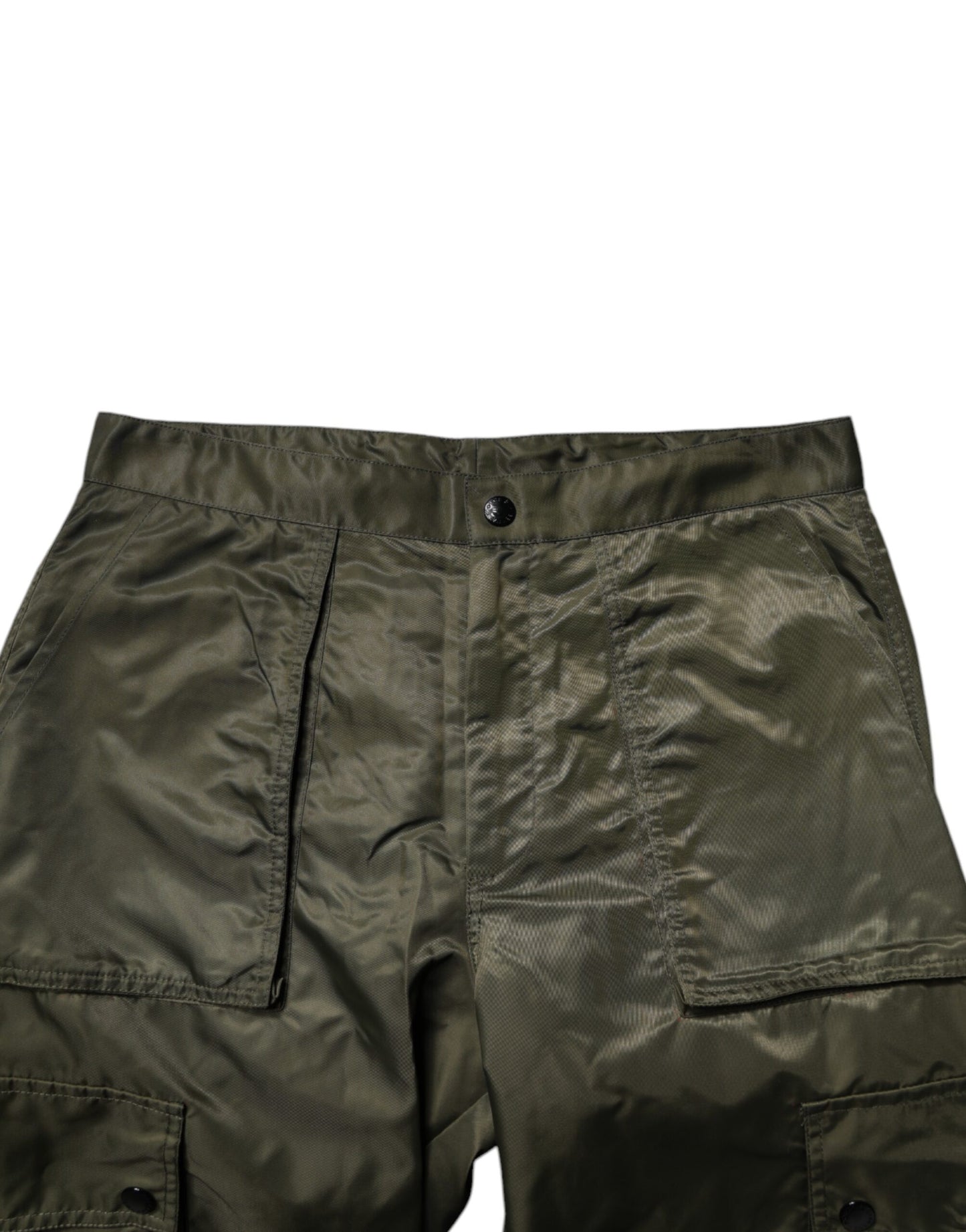 Dark Green Nylon Cargo Pants