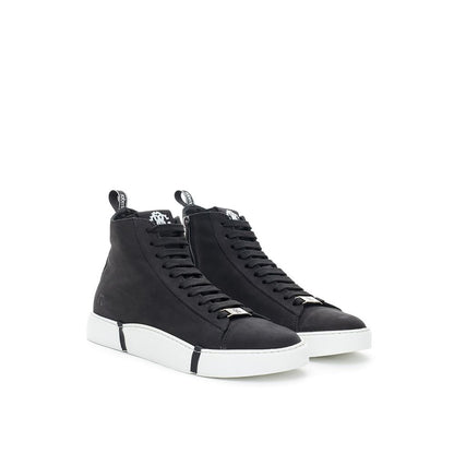 Black Suede Leather High Top Sneakers