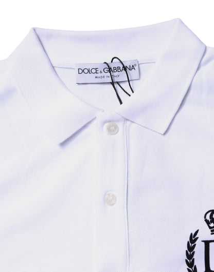 White Cotton Crown Collared Men Polo T-shirt