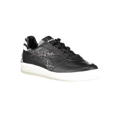 Black Leather Women Sneaker