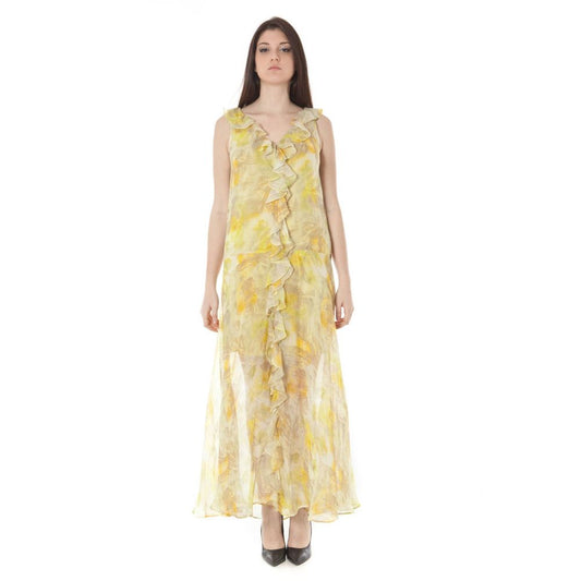 Yellow Polyester Women's Dress