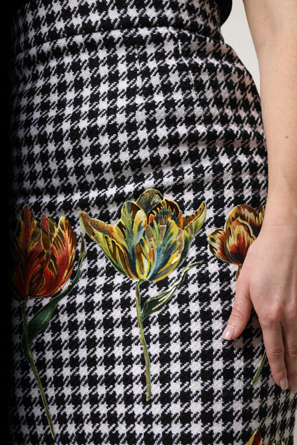 Multicolor Floral Print High Waist Pencil Cut Skirt