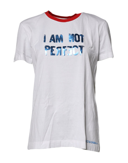 White Graphic Print Cotton Crew Neck T-shirt