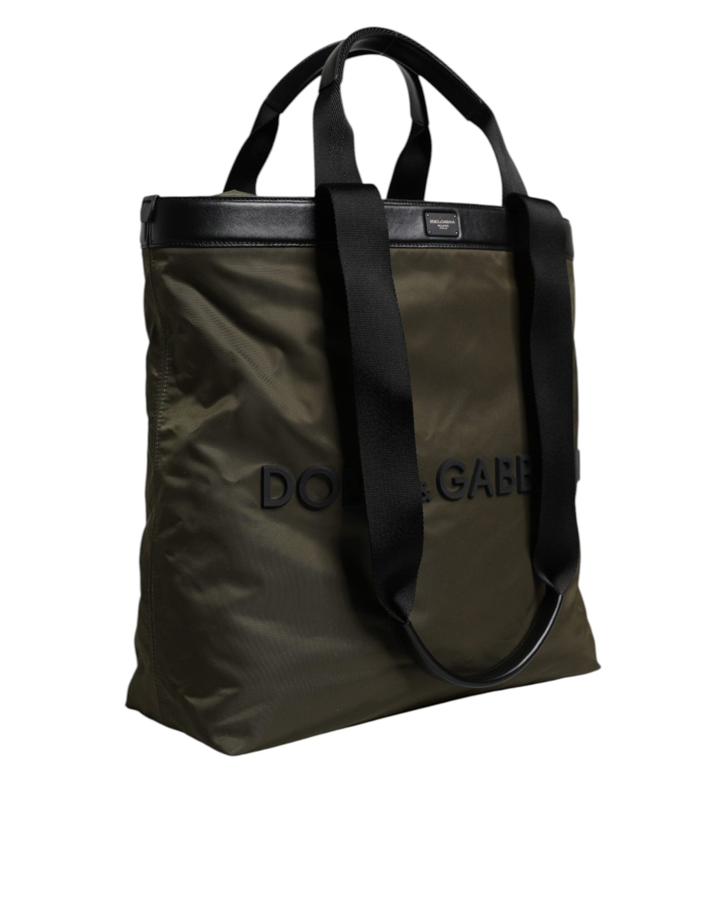 Military Green Nylon Shoulder Strap Tote Bag