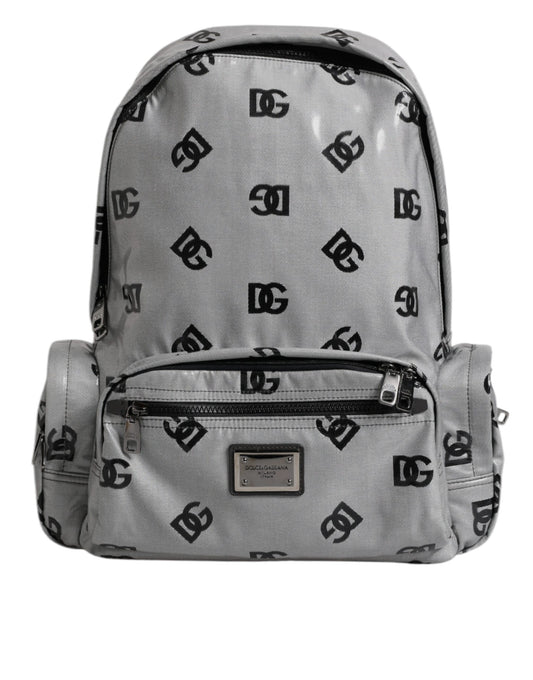Polyester Gray Black DG Logo Plaque Backpack Bag