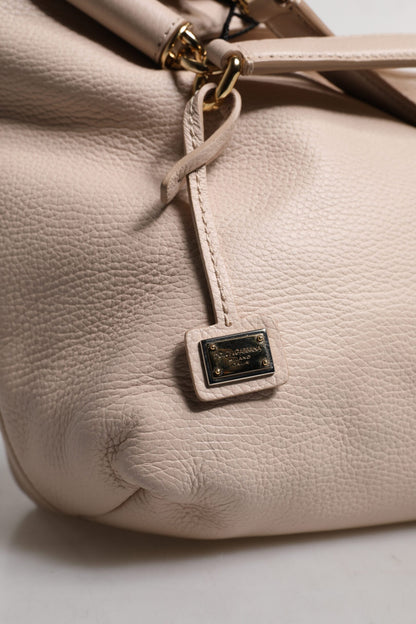 Light Pink Deer Leather Logo Plaque Tote Top Handle Bag