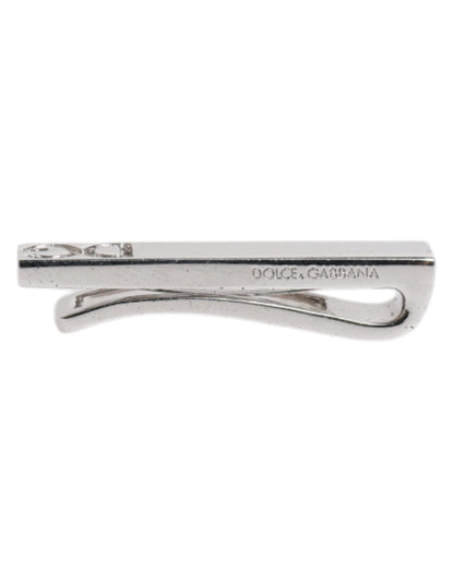 Silver Tone Brass Logo Branded Tie Clip Bar
