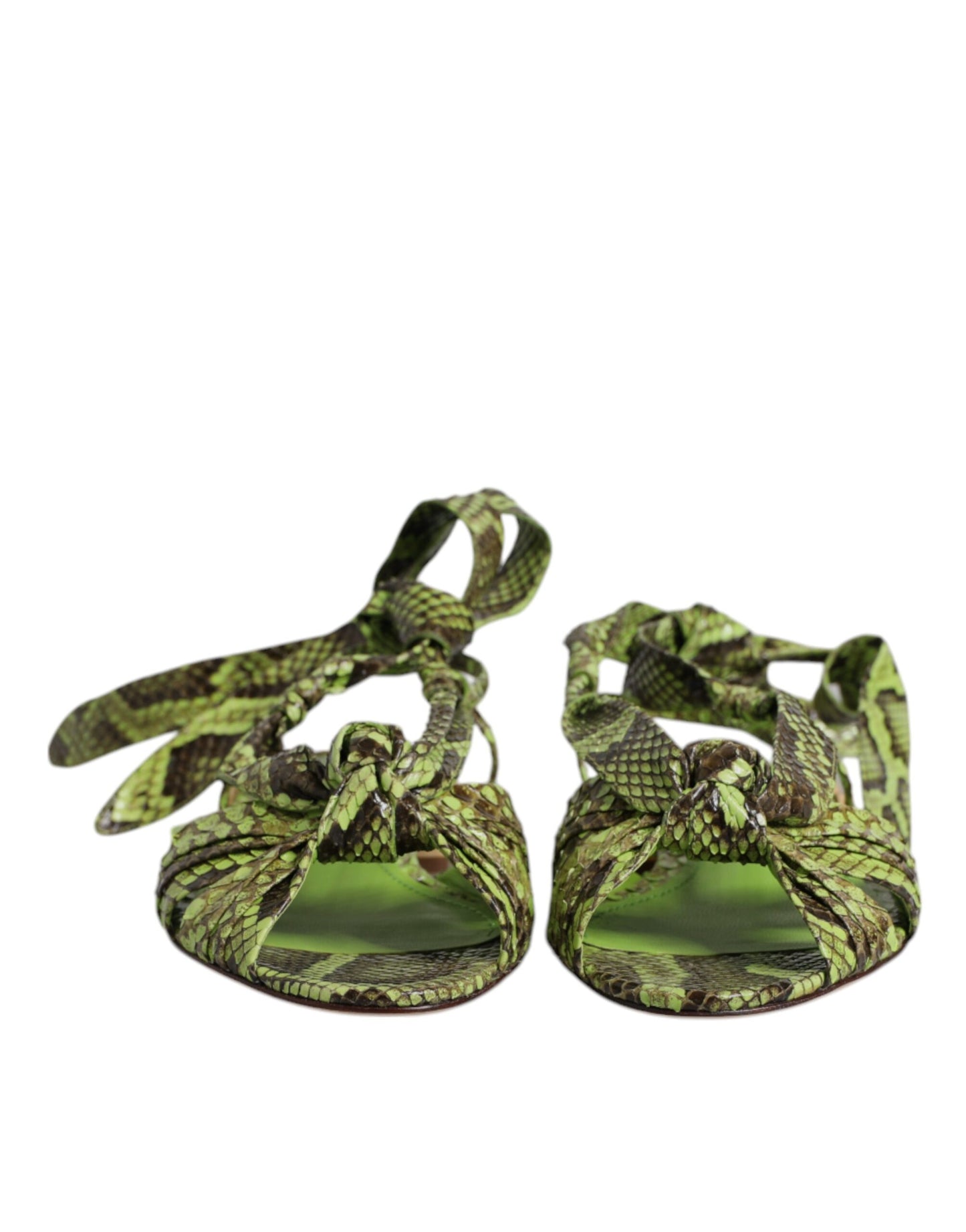 Green Animal Print Ankle Wrap Sandals Shoes