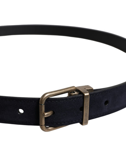 Black Goat Leather Metal Buckle Classic Belt