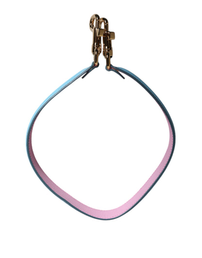 Pink Blue Leather Handle Bag Shoulder Strap