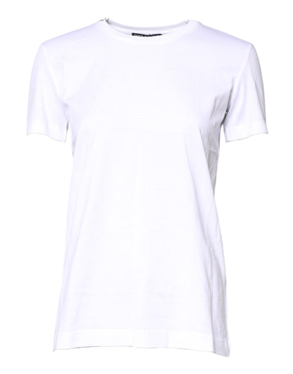 White Cotton Crew Neck Short Sleeves T-shirt