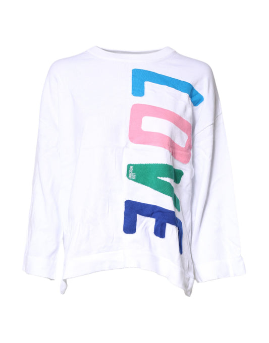 White Graphic Print Cotton Long Sleeves T-shirt