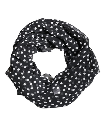 Black Polka Dots Polyester Wrap Shawl Scarf