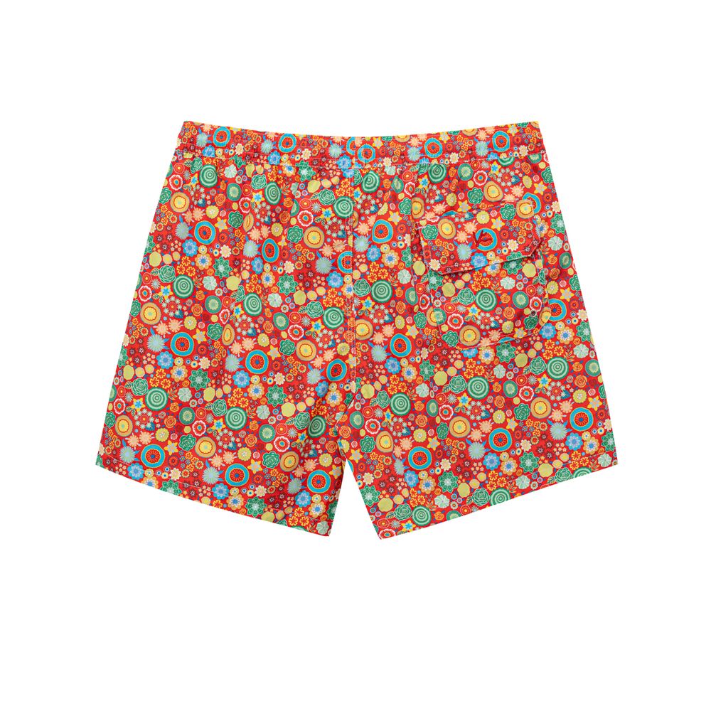 Red Polyester Swim Shorts