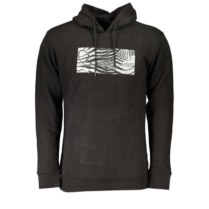 Black Cotton Men's Hooded Sweatshirt