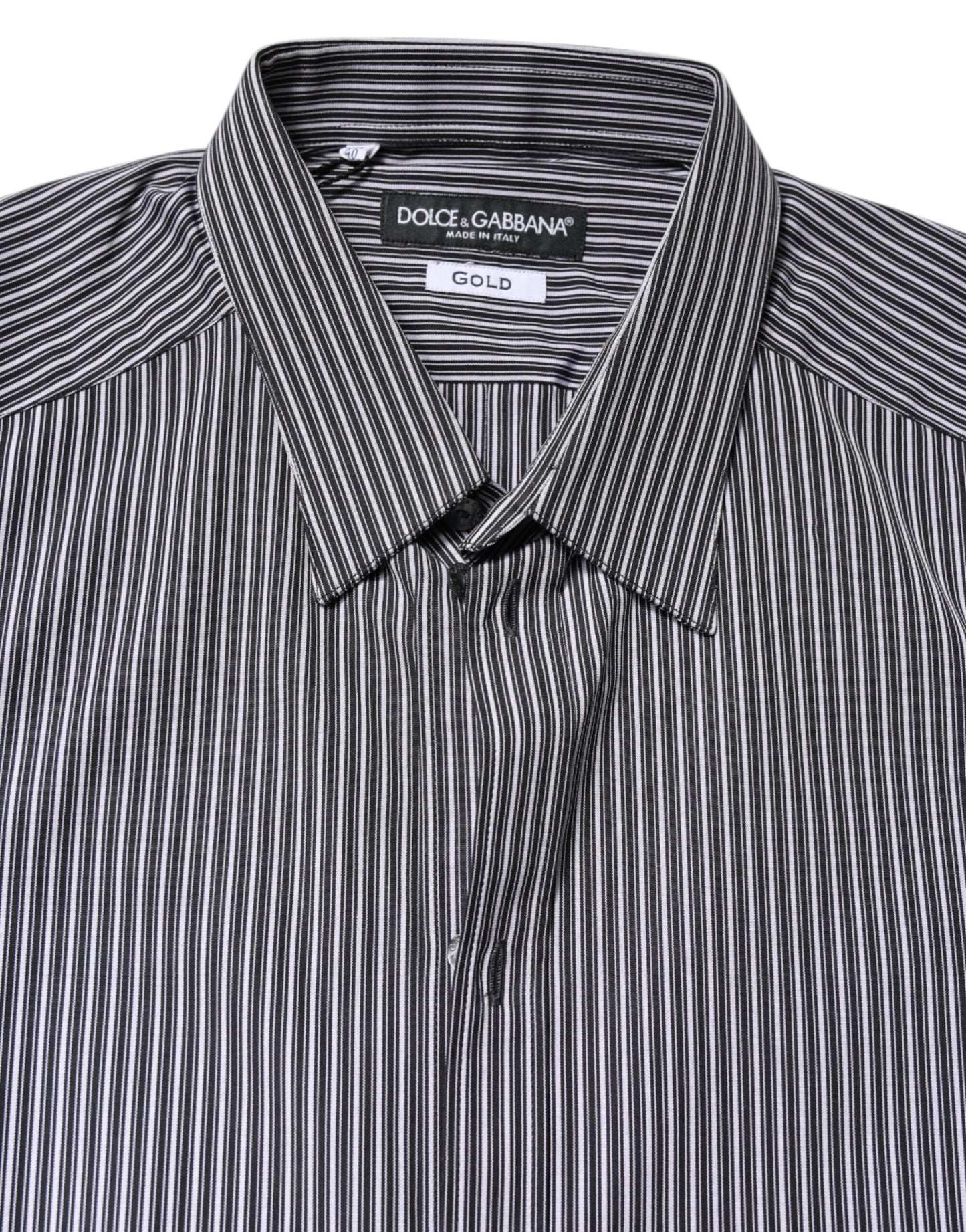 Black White Striped GOLD Formal Dress Shirt