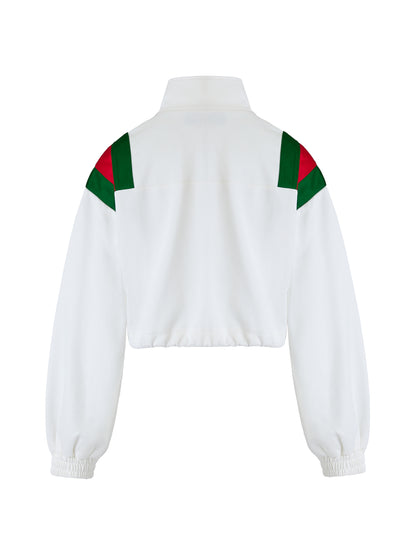 White Polyester Logo Sweatshirt