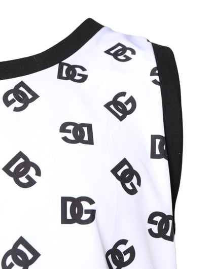 White Polyester Sleeveless DG Logo T-shirt