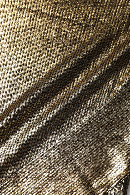 Gold Round Neck Long Sleeve Pullover Top