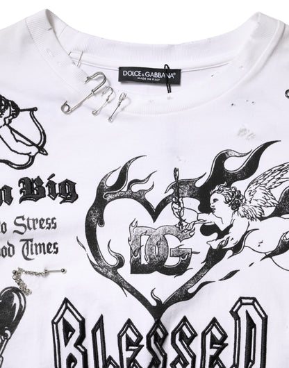White Cotton DG BLESSED Printed T-shirt
