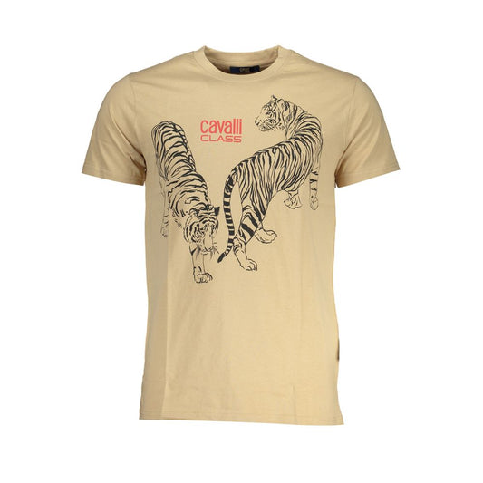 Beige Cotton Men T-Shirt