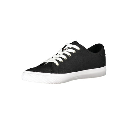 Black Polyester Mens Sneaker