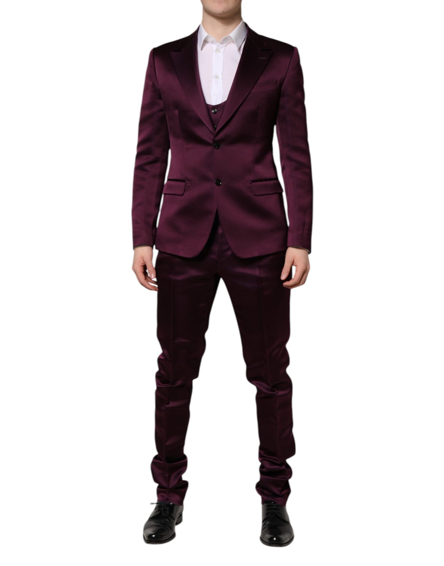 Dark Purple Silk 3Piece Single Breasted Suit