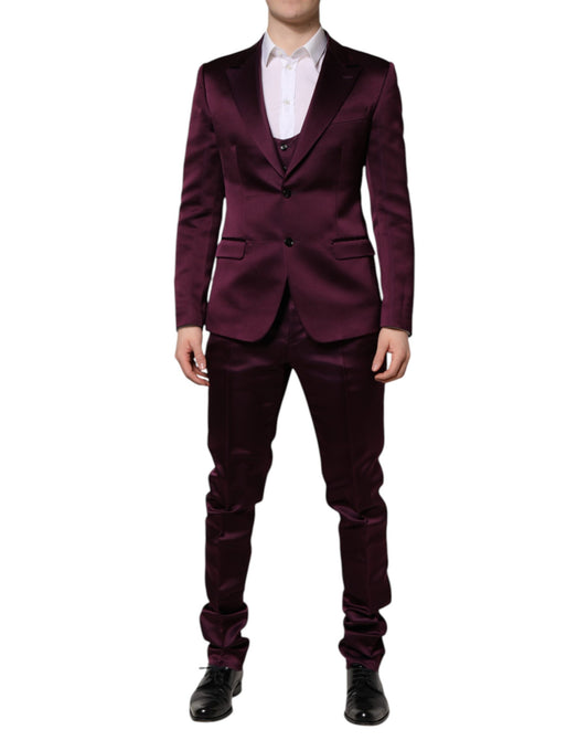 Dark Purple Silk 3Piece Single Breasted Suit