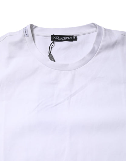 White Cotton Short Sleeves Crew Neck T-shirt