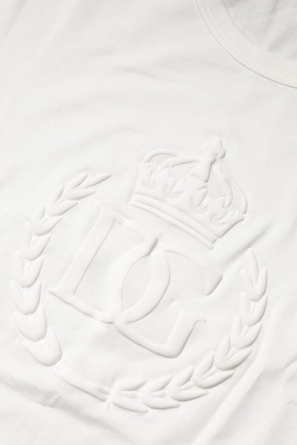 White Cotton DG Crown Embossed T-shirt