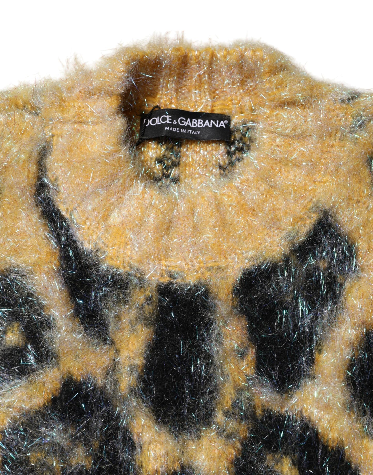 Multicolor Leopard Mohair Crew Neck Sweater