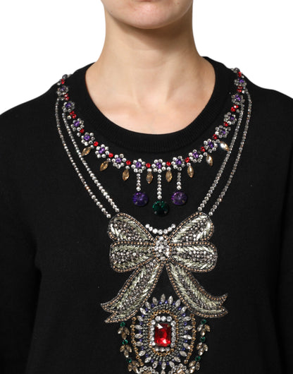 Black Cashmere Crystal Embellished Sweater