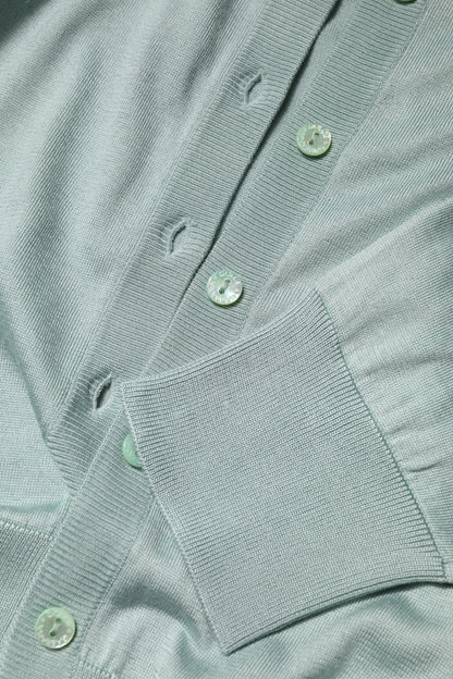 Light Green Silk Button Down Cardigan Sweater