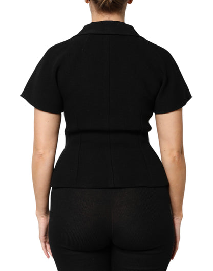 Black Wool Double Breasted Coat Jacket