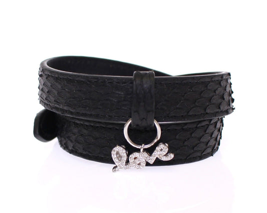 Exquisite Black Snakeskin Silver Bracelet