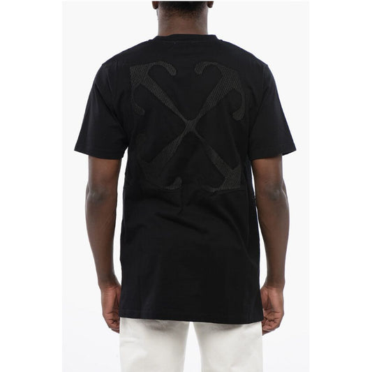 Black Cotton ARROW Crew-neck T-shirt
