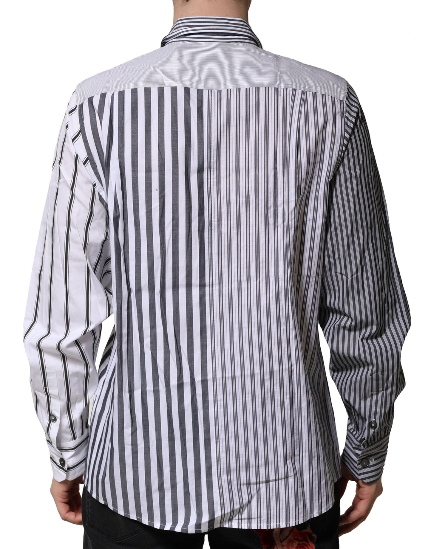 White Gray Striped Cotton Men Casual Shirt
