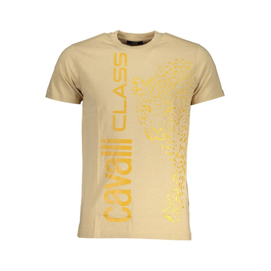 Beige Cotton Men T-Shirt