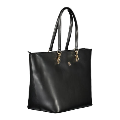 Black Polyurethane Women Handbag