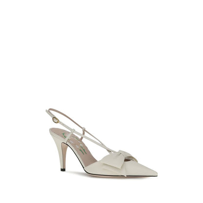 White Calf Leather Bos Taurus High Heel Pumps