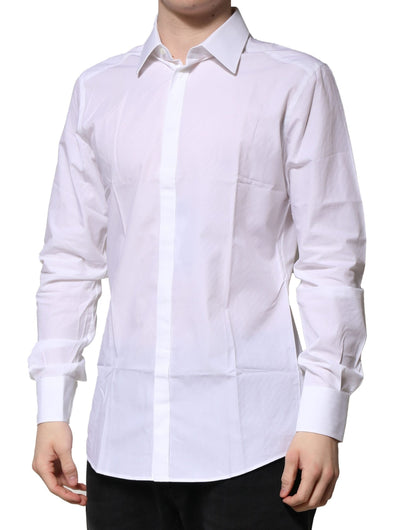 White Cotton Long Sleeves GOLD Formal Shirt